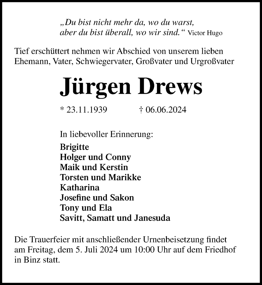 Jürgen drews verstorben heute